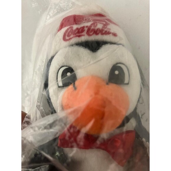 Coca-Cola 1997 Penguin Bean Bag Plush Stuffed Animal 7” with Coke Bottle NWT - Picture 2 of 6